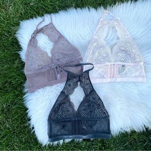 Victorias Secret very sexy unlined no wire lace mesh bralette bundle small